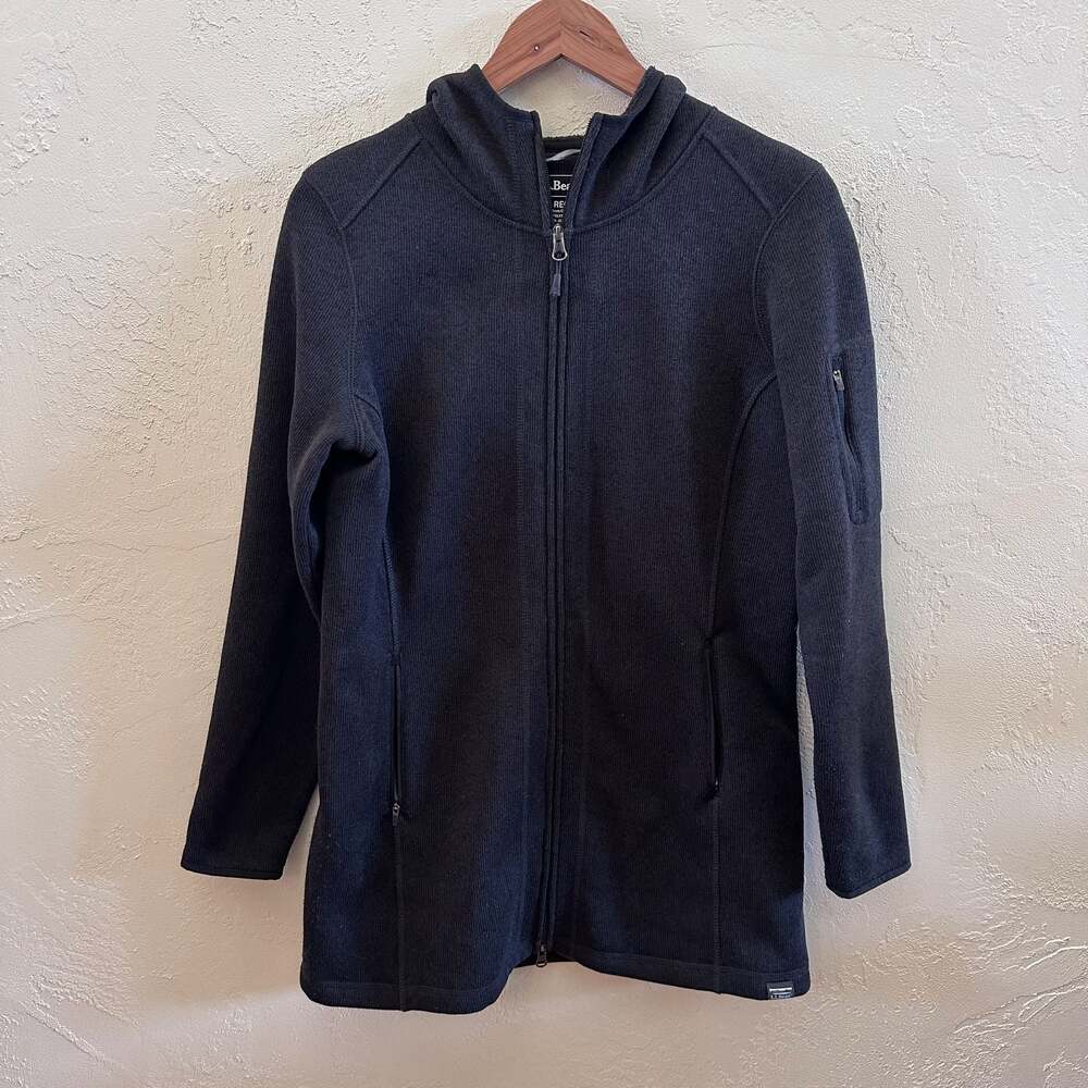 L.L.Bean Women's Sweater-Fleece Coat Full-Zip Hoodie Black Size M Regular